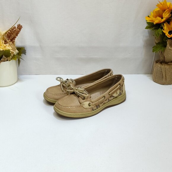 Sperry Top-Sider Angelfish 5.5M Boat Shoes Loafers Leather Upper Leopard Print - Picture 2 of 10